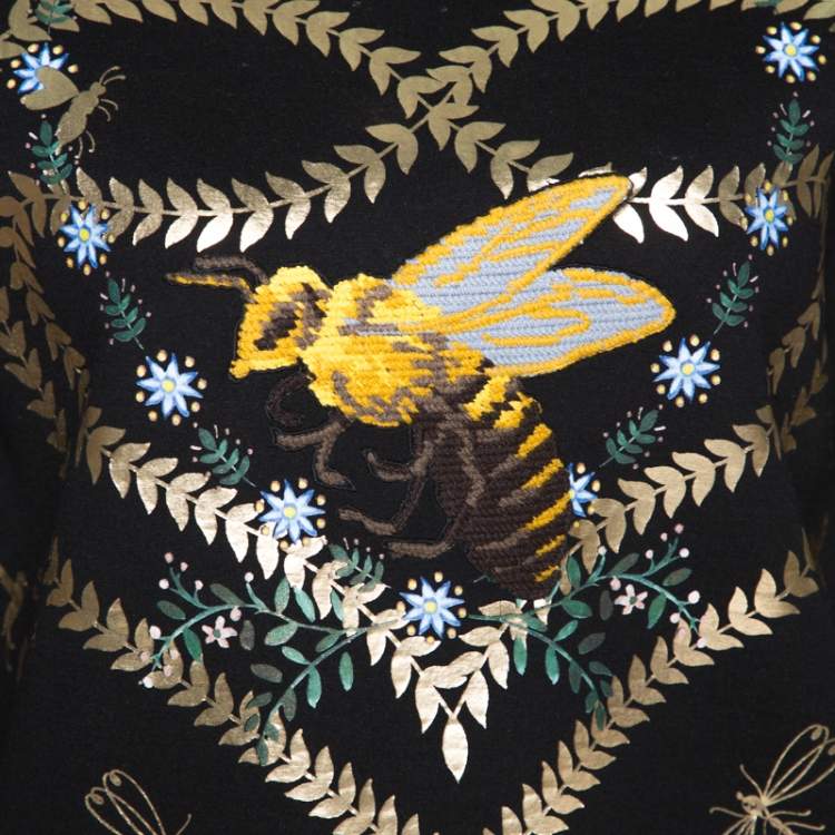 Pre Owned Gucci Black Laminated Heart Felt Jersey Sweatshirt XXS