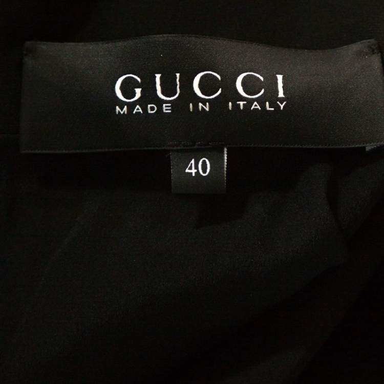 Pre Owned Gucci Black Fluid Silk Crystal Embellished Shift Dress S