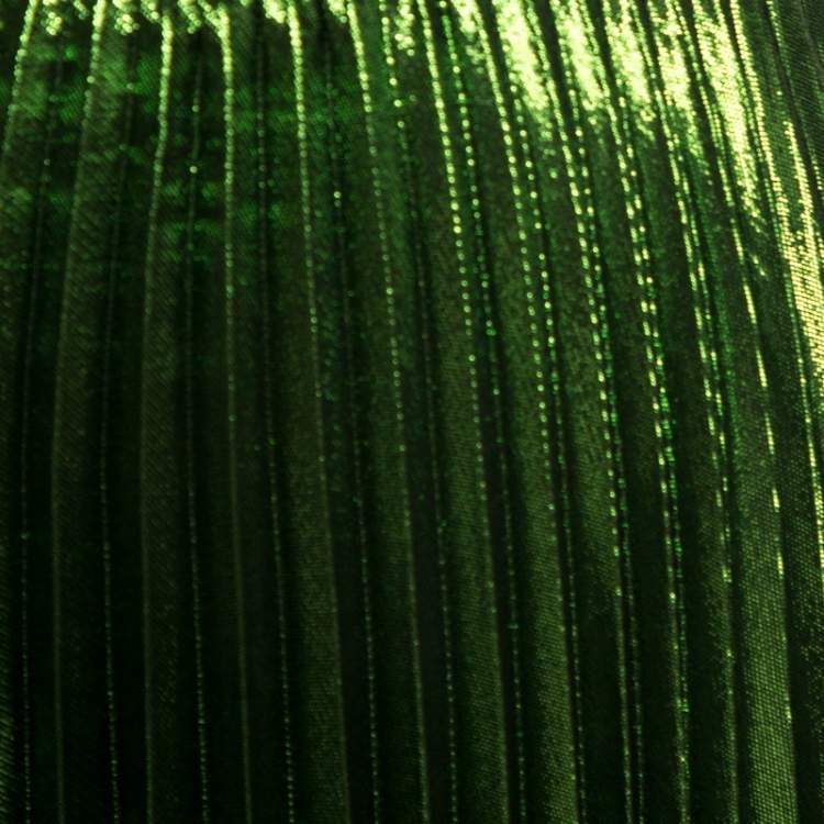 Pre Owned Gucci Green Metallic Plisse Silk Pleated Midi Skirt M