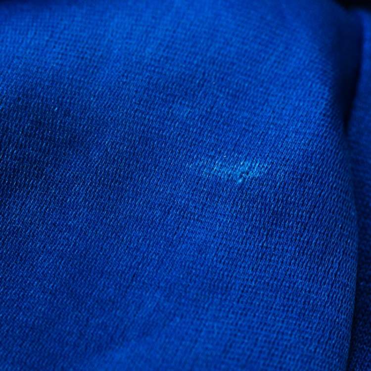 Pre Owned Gucci Blue Jersey and Silk Ruffled Sleeve Top S