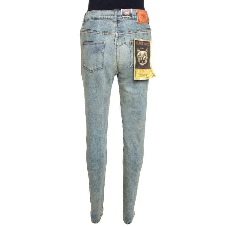 Pre Owned Gucci Dirty Indigo Denim Slim Fit Jeans M