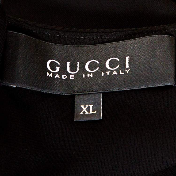 Pre Owned Gucci Black Jersey Belted Faux Wrap Dress XL