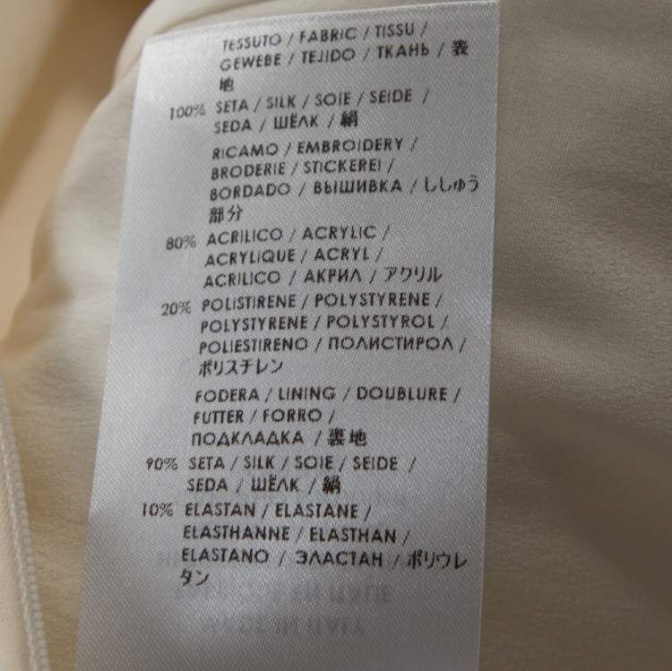 Pre Owned Gucci Cream Silk Crystal Embellished Flared Dress S