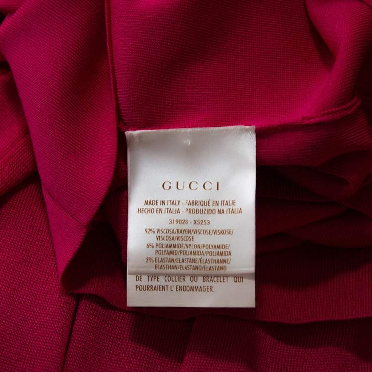 Pre Owned Gucci Hot Pink Stretch Knit V Neck Top M