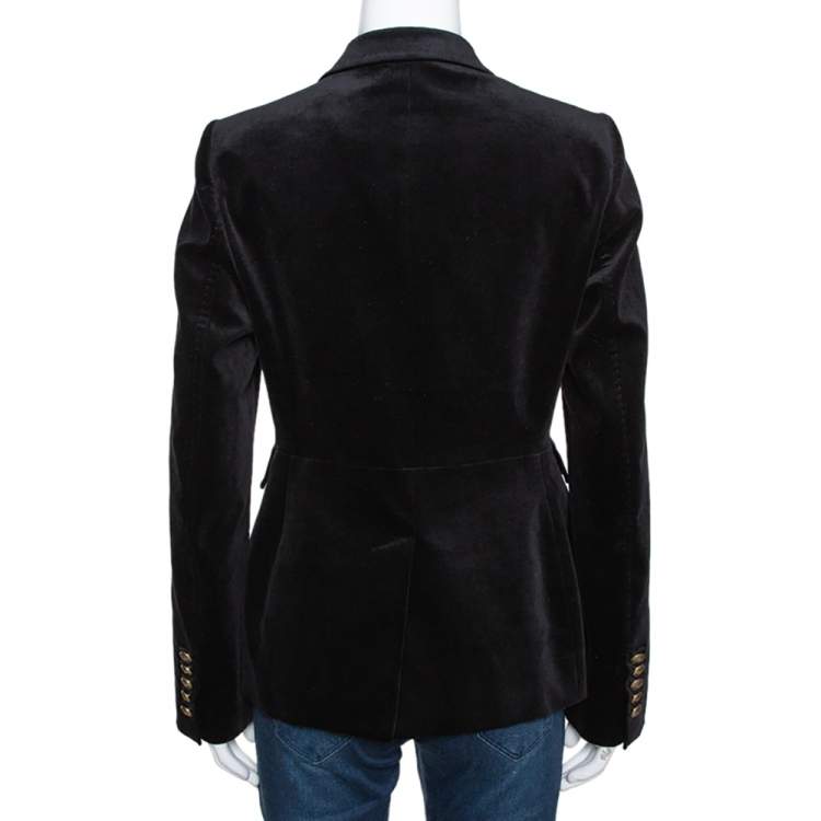 Pre Owned Gucci Black Velvet Horsebit Detail Tailored Blazer M