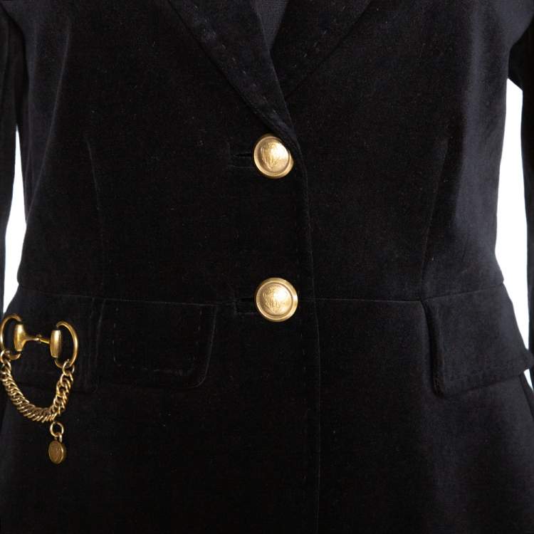 Pre Owned Gucci Black Velvet Horsebit Detail Tailored Blazer M