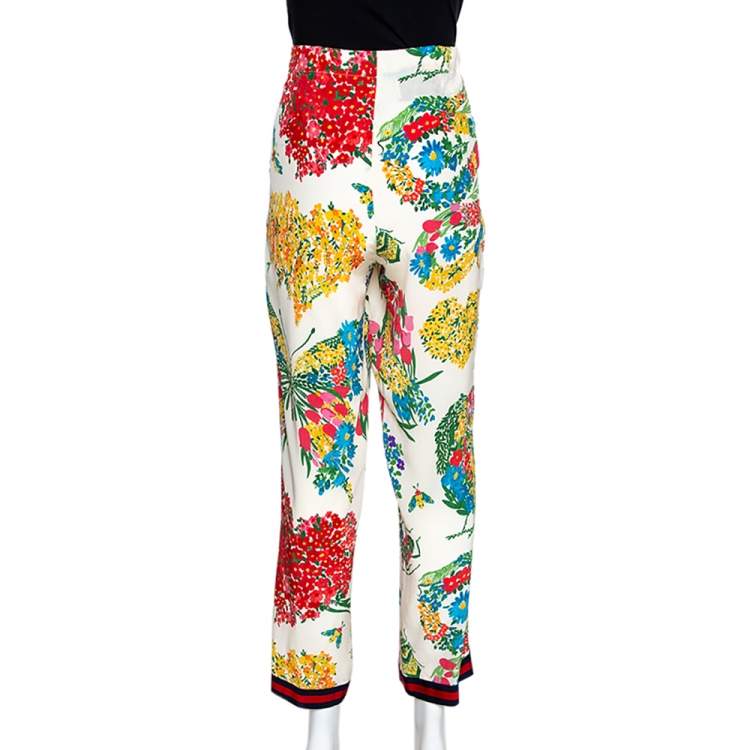 Pre Owned Gucci Multicolor Corsage Printed Silk Pajama Pants M