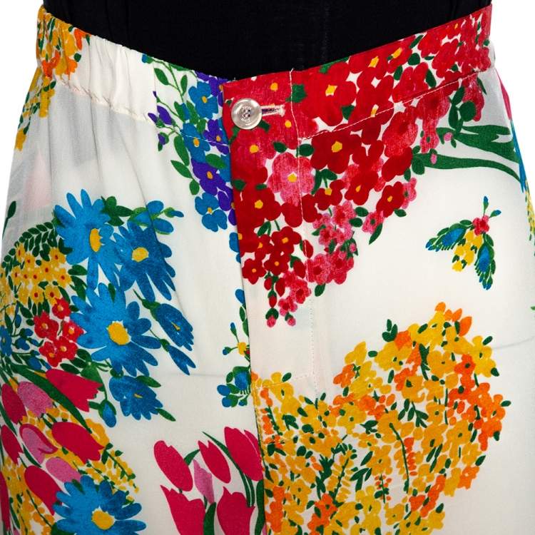 Pre Owned Gucci Multicolor Corsage Printed Silk Pajama Pants M