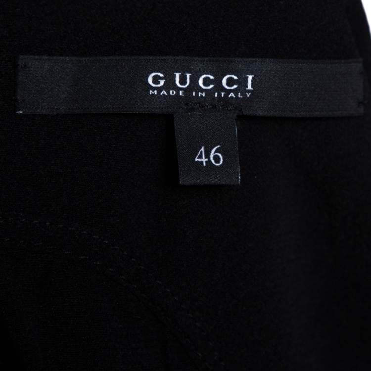 Pre Owned Gucci Black Silk Crepe Keyhole Neckline Dress L