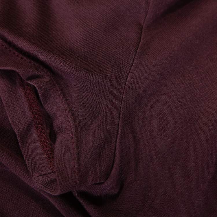 Pre Owned Gucci Burgundy Knit Embellished Brooch Detail Top M