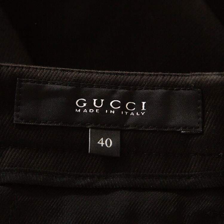 Pre Owned Gucci Black Cotton High Waisted Pleated Front Trousers S
