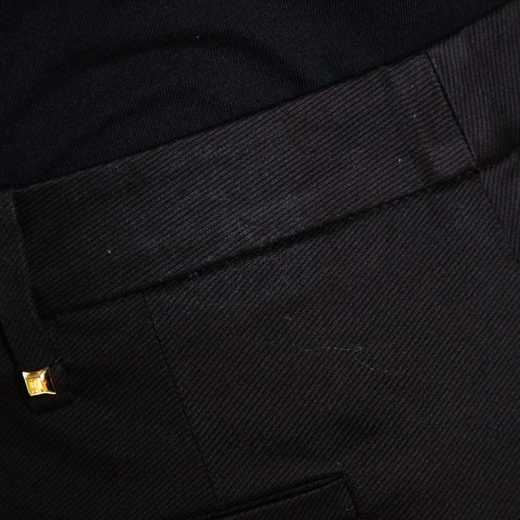 Pre Owned Gucci Black Cotton High Waisted Pleated Front Trousers S