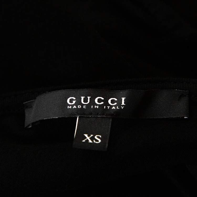 Pre Owned Gucci Black Stretch Cotton Gathered Long Sleeve Top XS
