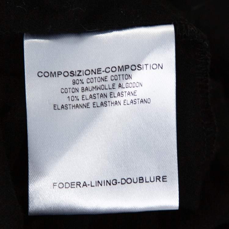 Pre Owned Gucci Black Stretch Cotton Gathered Long Sleeve Top XS