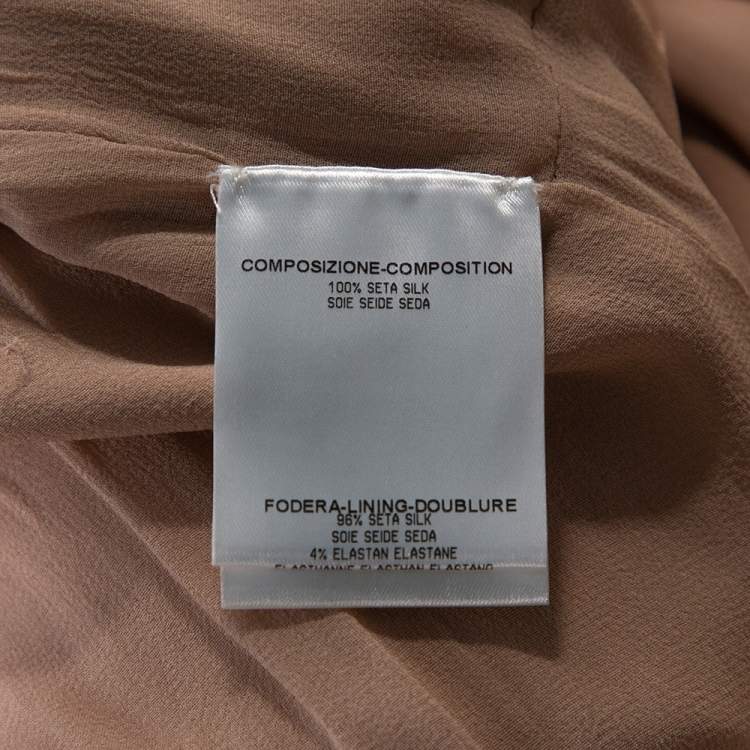 Pre Owned Gucci Pale Pink Silk Crepe Brooch Detail Draped Gown M