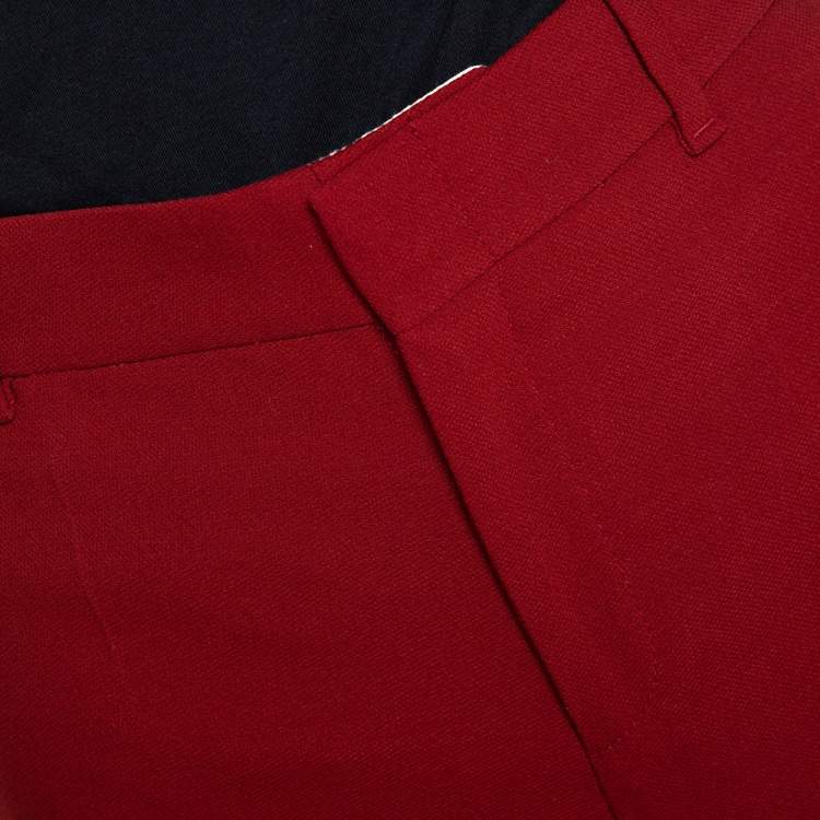 Pre Owned Gucci Maroon Stretch Wool Flared Pants M