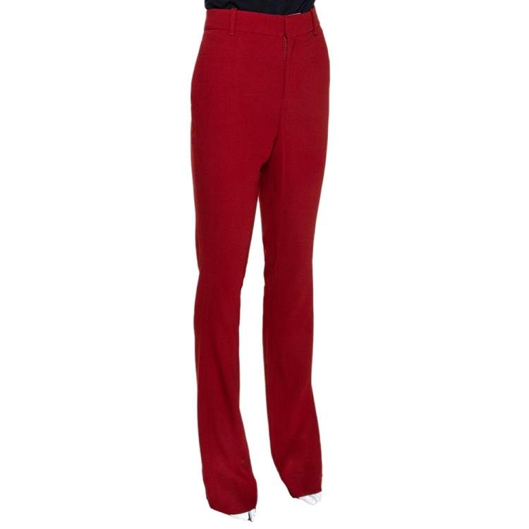 Pre Owned Gucci Maroon Stretch Wool Flared Pants M
