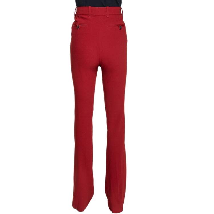 Pre Owned Gucci Maroon Stretch Wool Flared Pants M