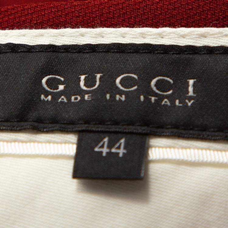 Pre Owned Gucci Maroon Stretch Wool Flared Pants M