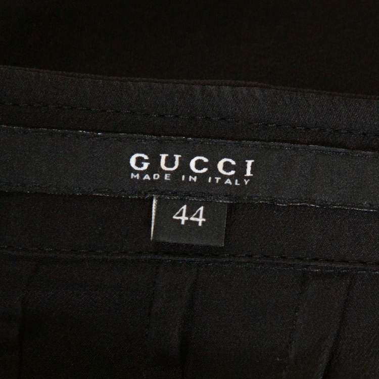Pre Owned Gucci Black Silk Ruffled Button Front Blouse M