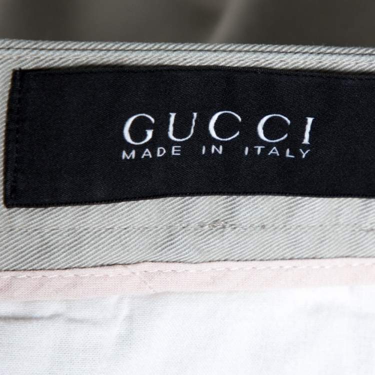 Pre Owned Gucci Beige Cotton Web Detail College Fit Trousers L