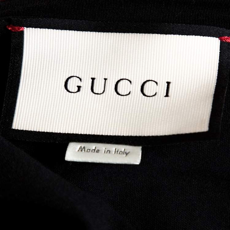 Pre Owned Gucci Red Studded Rose Print Cotton T-Shirt M