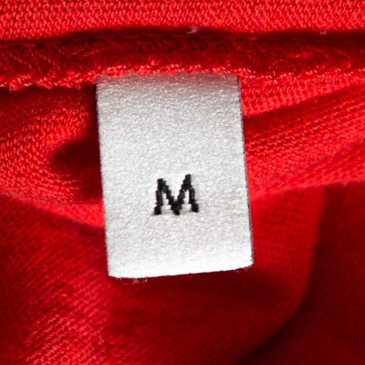 Pre Owned Gucci Red Studded Rose Print Cotton T-Shirt M