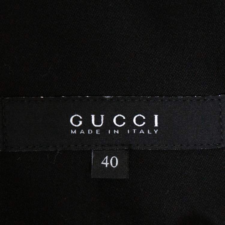 Pre Owned Gucci Black Stretch Wool Studded Belt Detail Fitted Skirt S