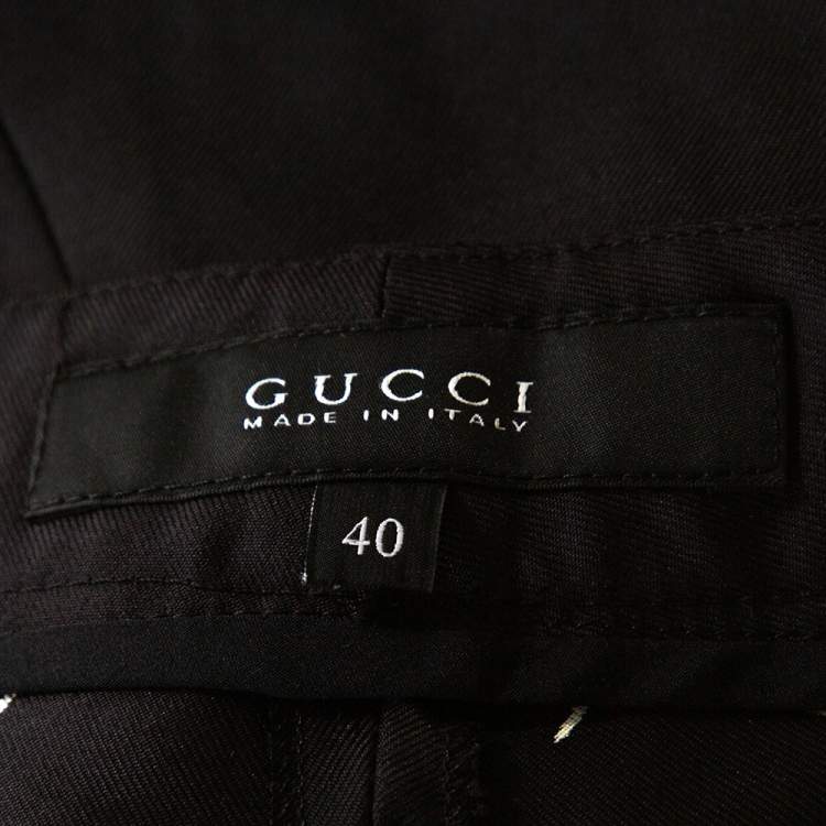 Pre Owned Gucci Black Floral Print Silk Tapered Pants S