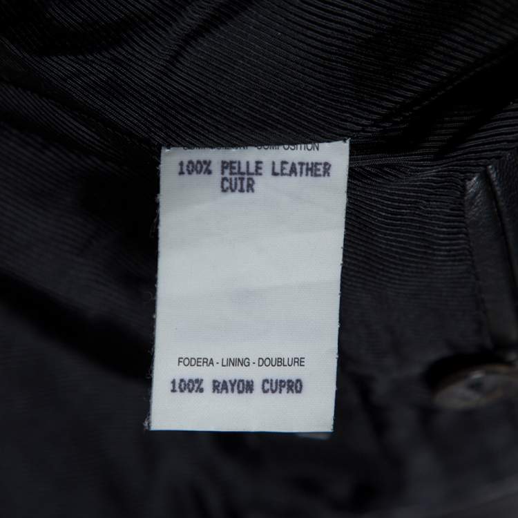 Pre Owned Gucci Black Leather One Buttoned Blazer S