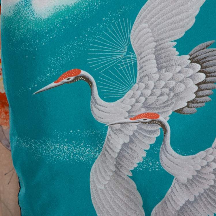 Pre Owned Gucci Orange & Teal Floral Bird Print T Shirt XL