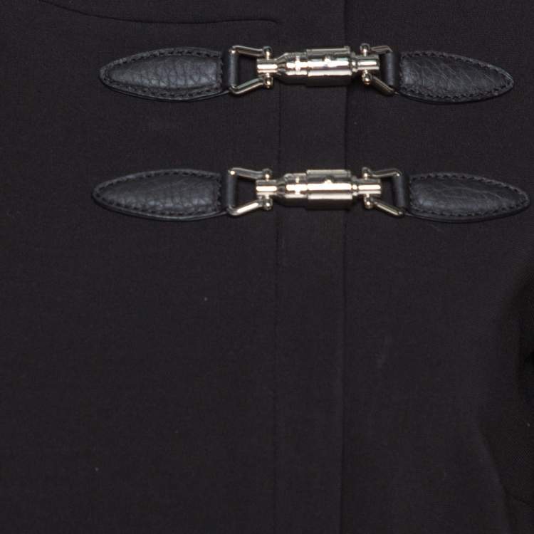 Pre Owned Gucci Black Stretch Jersey Buckle Detail Sheath Dress M