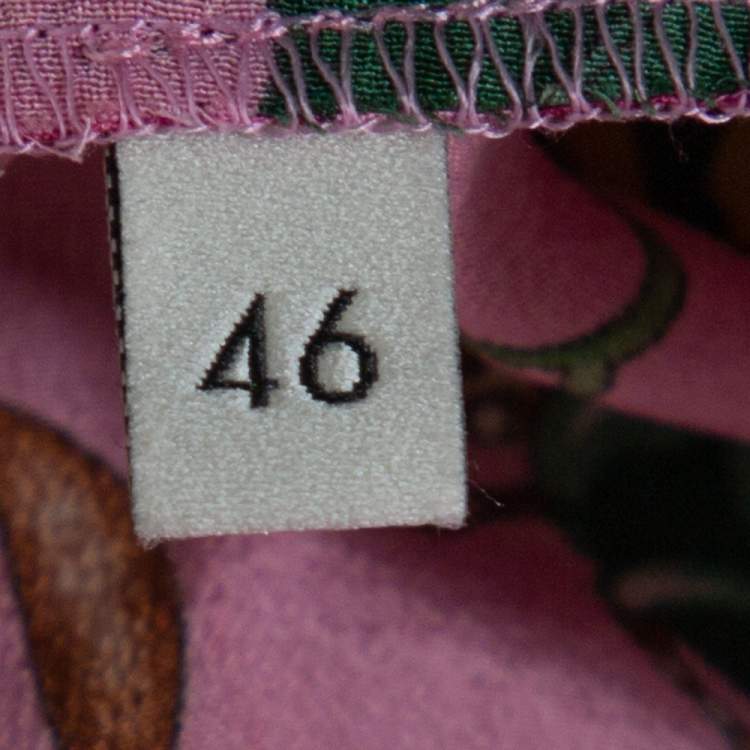 Pre Owned Gucci Pink Snake Flora Print Silk Straight Leg Trousers L