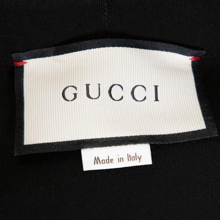 Pre Owned Gucci Black Stretch Jersey Sylvie Web Trim Ruffled Dress XL