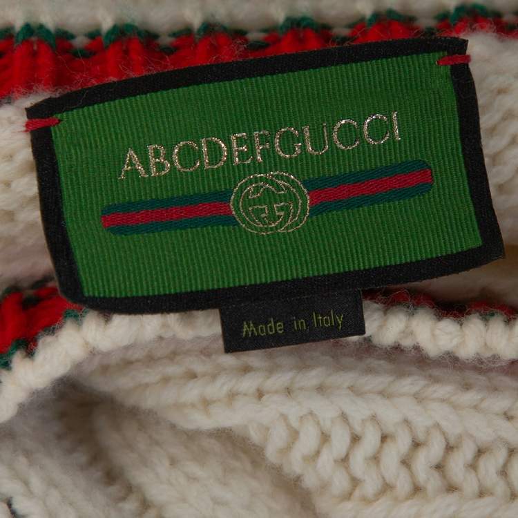 Pre Owned Gucci Off White Wool Knit Letter 'M' DIY Unisex Sweater M