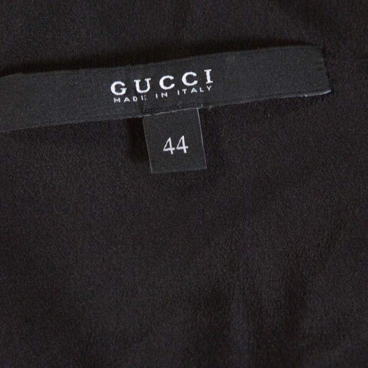 Pre Owned Gucci Black Floral Print Silk Bamboo Chain Detail Mini Dress M