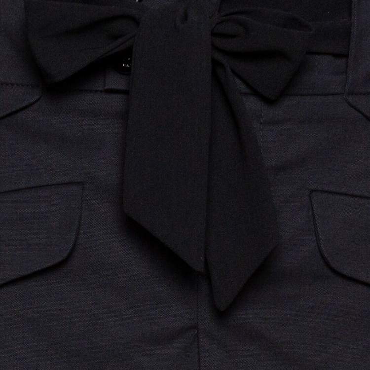 Pre Owned Gucci Black Mohair Wool Blend Tie Front A-Line Skirt M