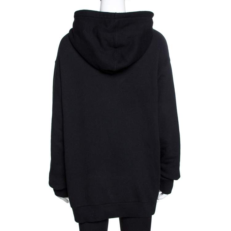 Pre Owned Gucci Black Logo Print Cotton Star Sequin Embellished Sweatshirt M