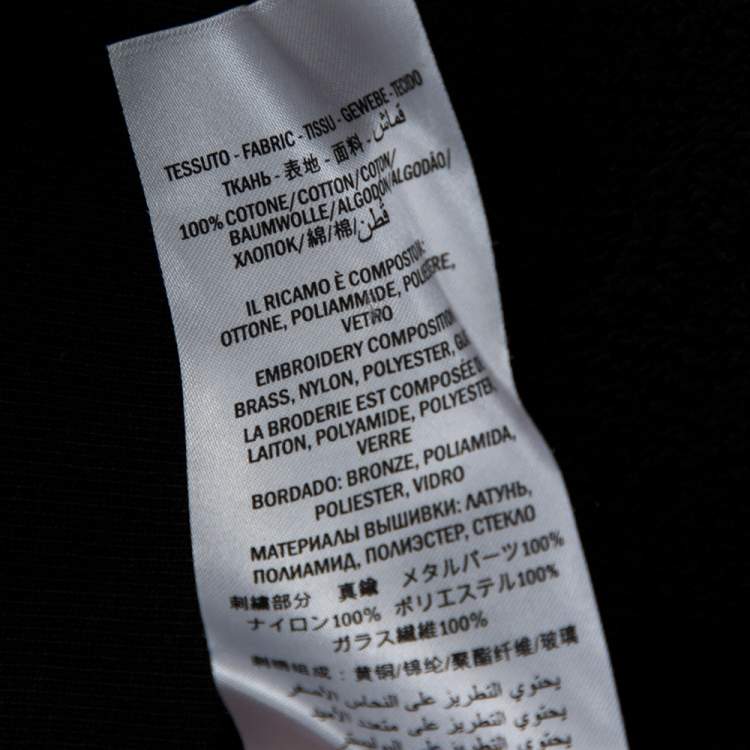 Pre Owned Gucci Black Logo Print Cotton Star Sequin Embellished Sweatshirt M