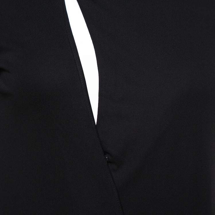 Pre Owned Gucci Black Jersey Cutout Detail Draped Dress M