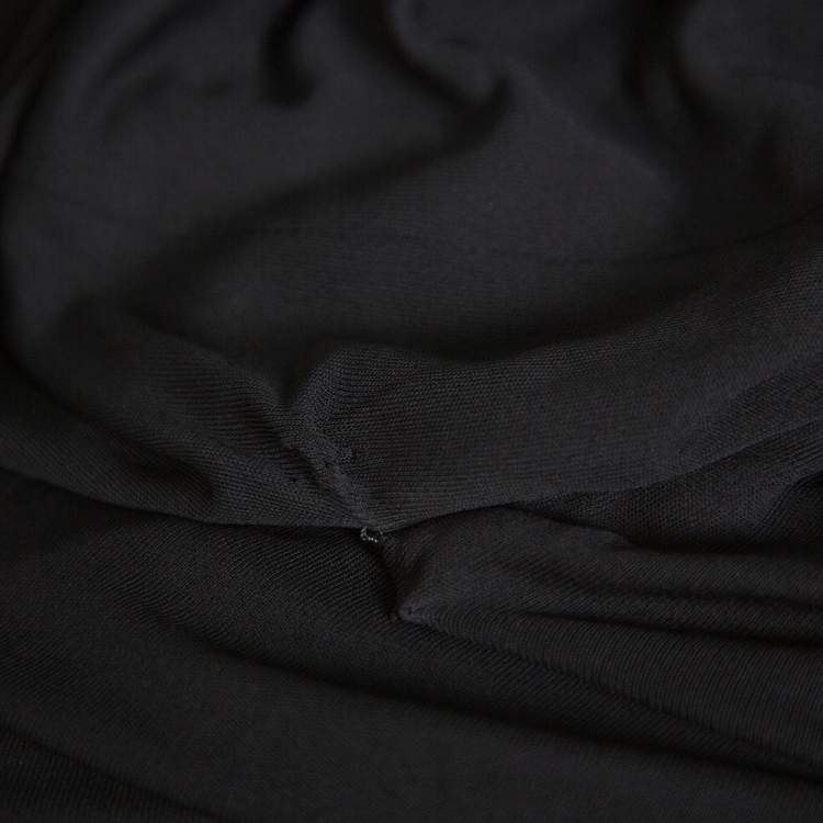Pre Owned Gucci Black Jersey Cutout Detail Draped Dress M