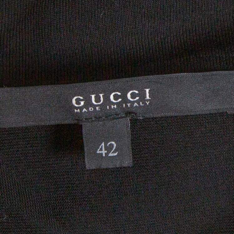 Pre Owned Gucci Black Jersey Cutout Detail Draped Dress M