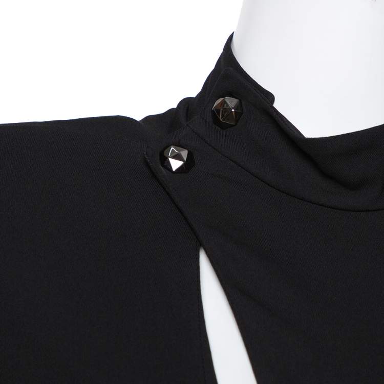 Pre Owned Gucci Black Jersey Cutout Detail Draped Dress M