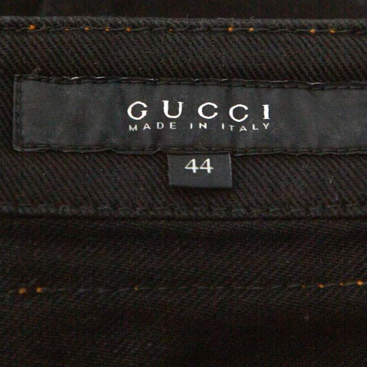 Pre Owned Gucci Black Denim Lace Up Detail Slim Fit Jeans M