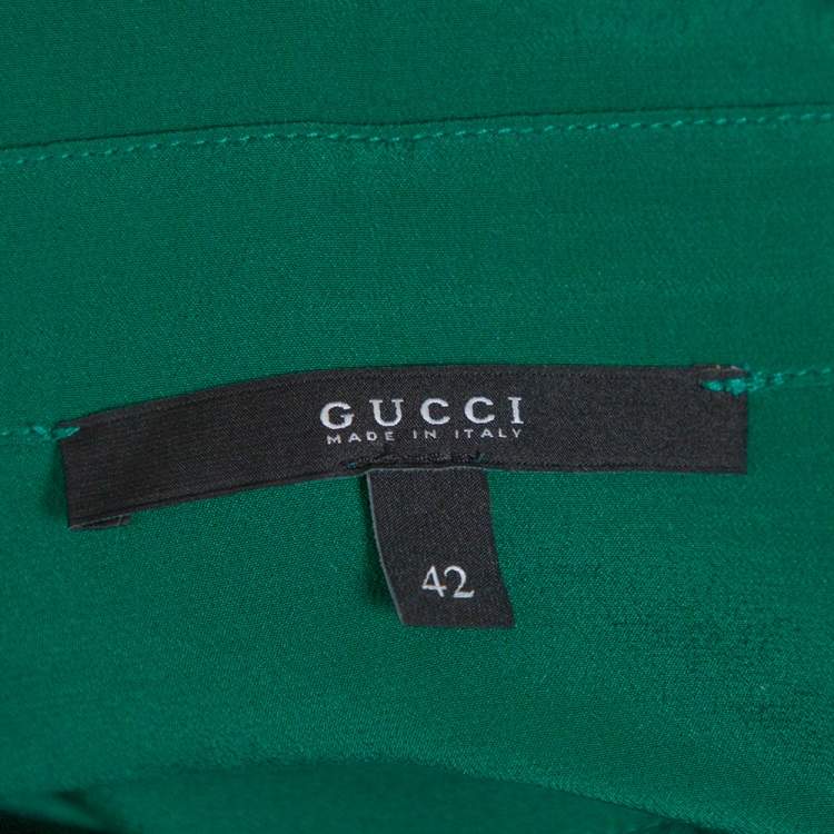 Gucci Green Silk Crepe Belted Shirt Dress M Gucci | The Luxury Closet