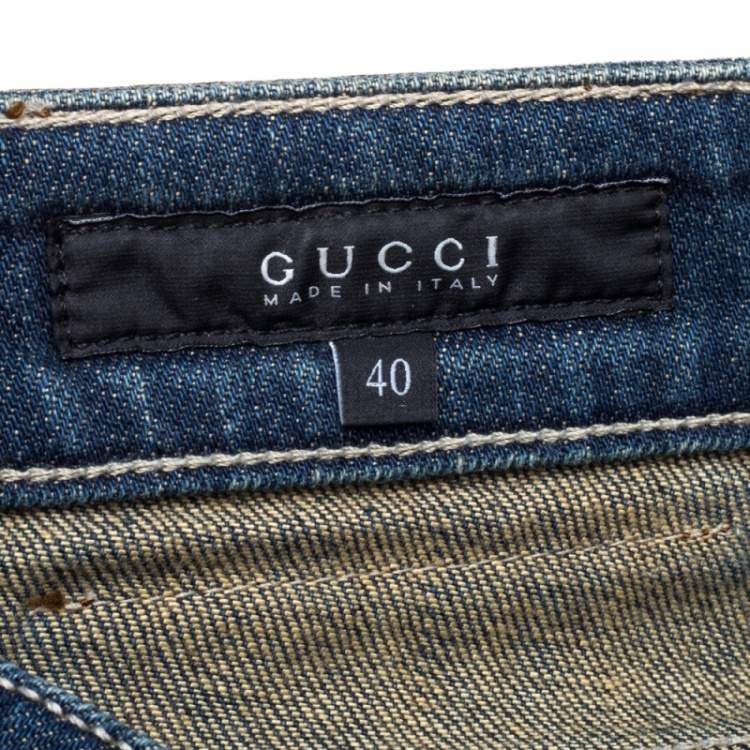 Pre Owned Gucci Dark Blue Denim Tapered Jeans S