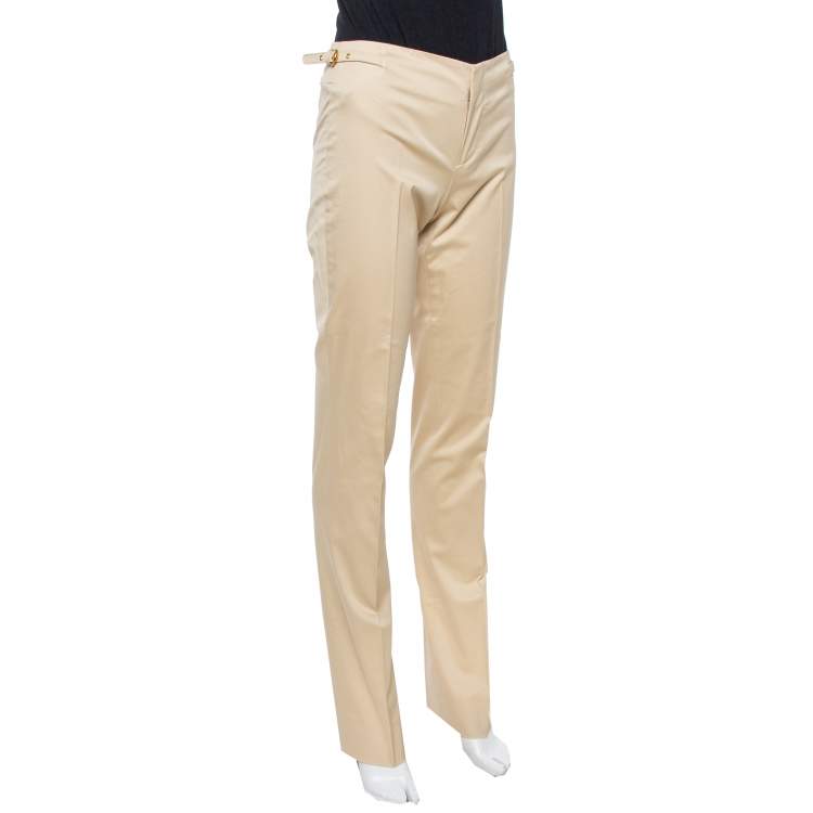 Pre Owned Gucci Beige Cotton Straight Fit Trousers S