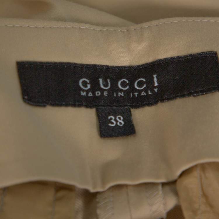 Pre Owned Gucci Beige Cotton Straight Fit Trousers S