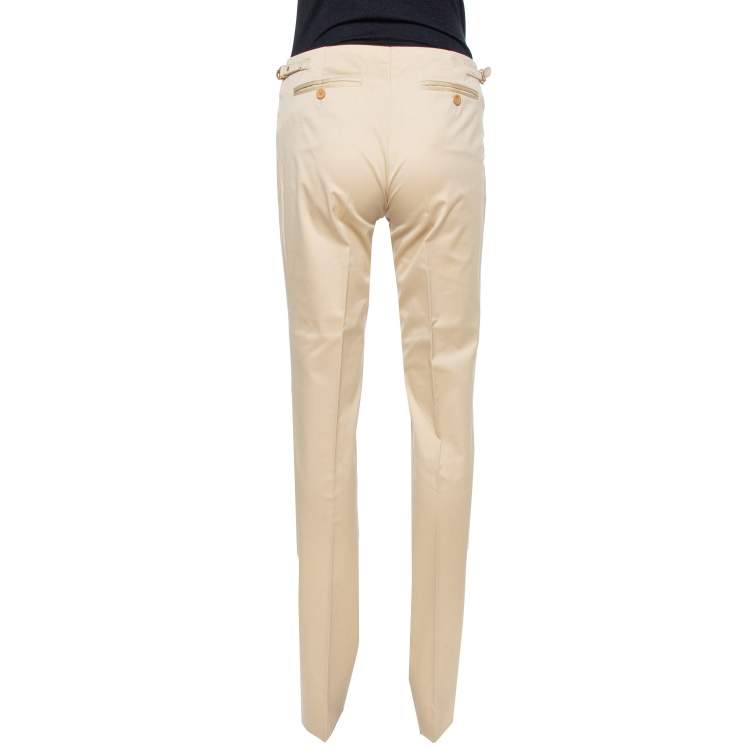 Pre Owned Gucci Beige Cotton Straight Fit Trousers S