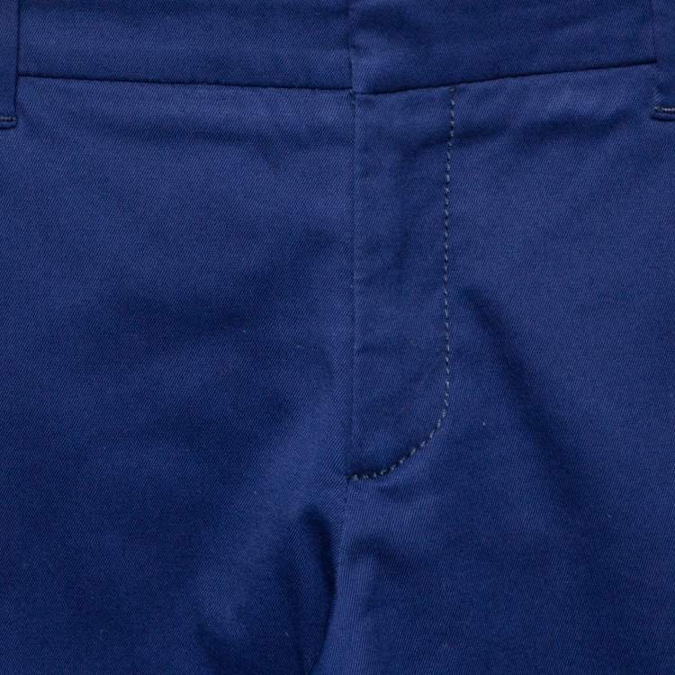 Pre Owned Gucci Royal Blue Stretch Cotton Cropped Trousers S